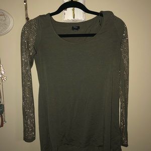 Studded Army Green Long Sleeve